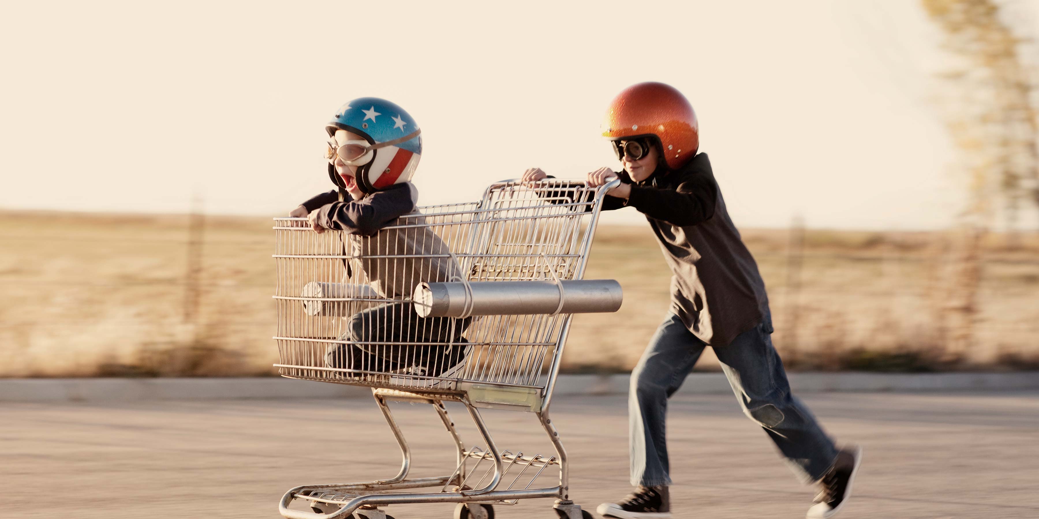 Daredevil children playing with cart